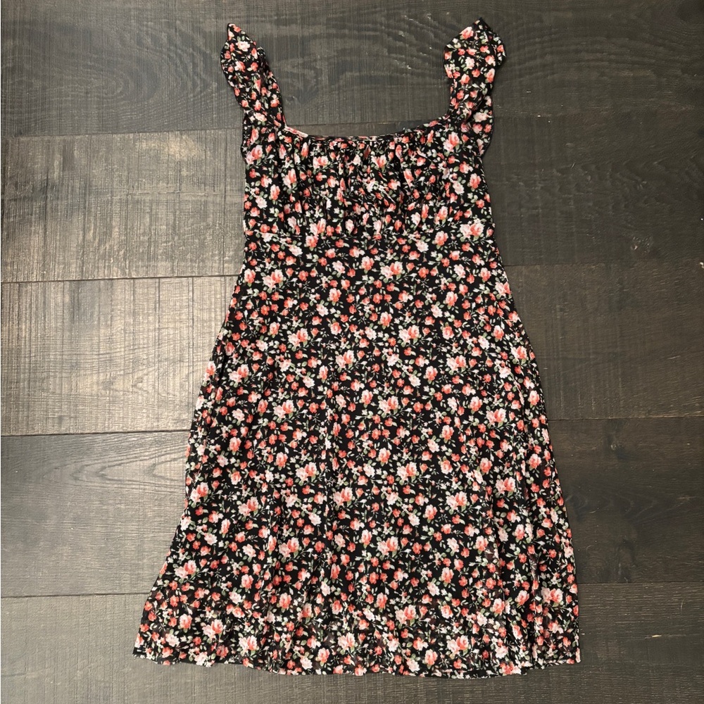 See You Monday Black and Pink Floral dress